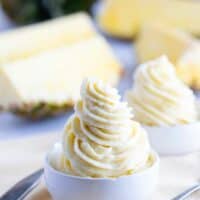 Homemade dole whip swirled in two bowls