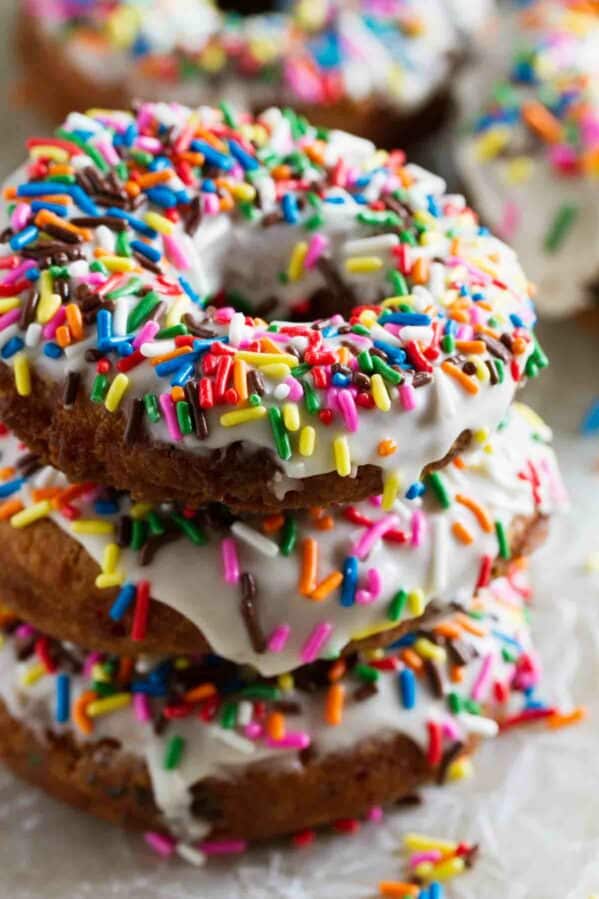 stack of 3 Funfetti Donuts