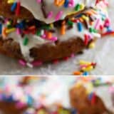 Homemade Funfetti Donuts collage with text bar