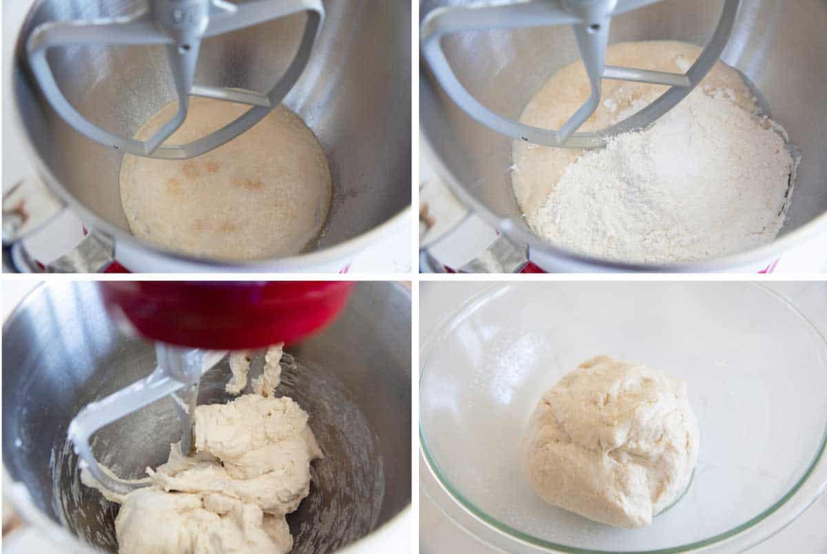 Mixing peasant bread dough
