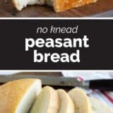 No knead Peasant Bread collage with text bar