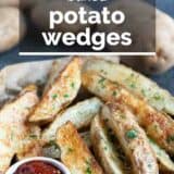 Baked Potato Wedges with text overlay