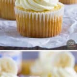 Bananas Foster Cupcakes collage with text bar