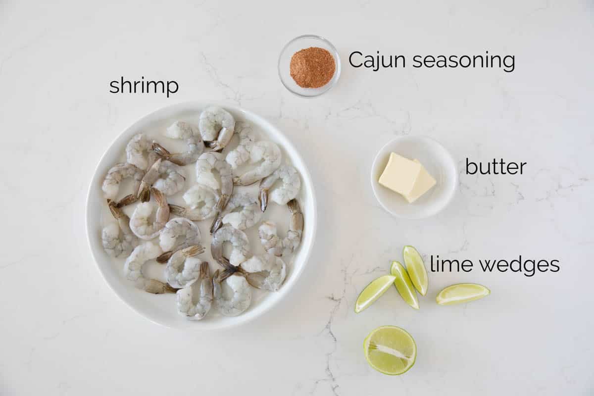 Ingredients needed to make Cajun shrimp.