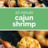 Cajun Shrimp collage with text bar in the middle.