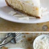 Coconut Cheesecake Pie collage with text bar