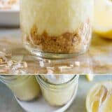 Coconut Lemon Pudding Parfait collage with text bar.