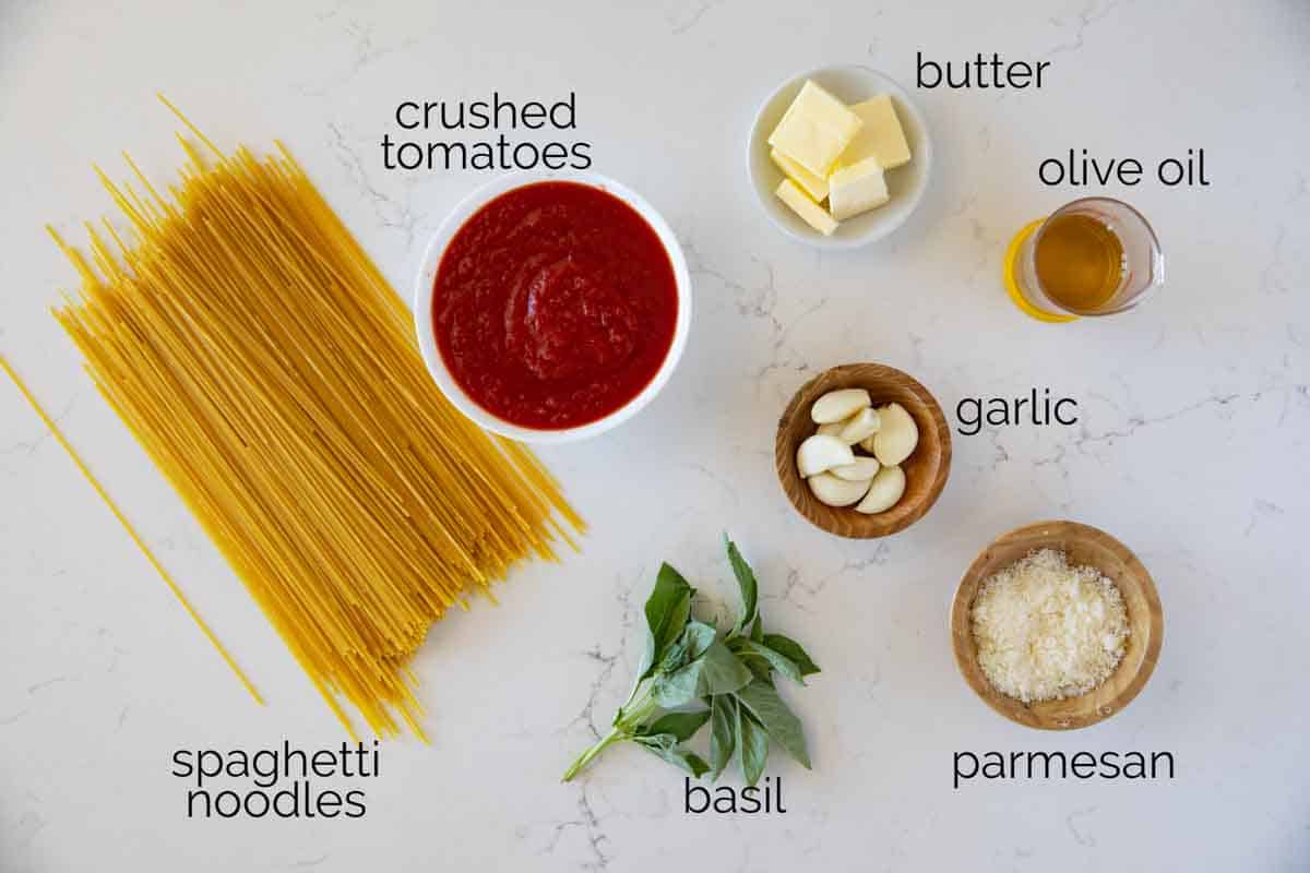 ingredients for Garlic Spaghetti