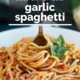 Garlic Spaghetti with text overlay