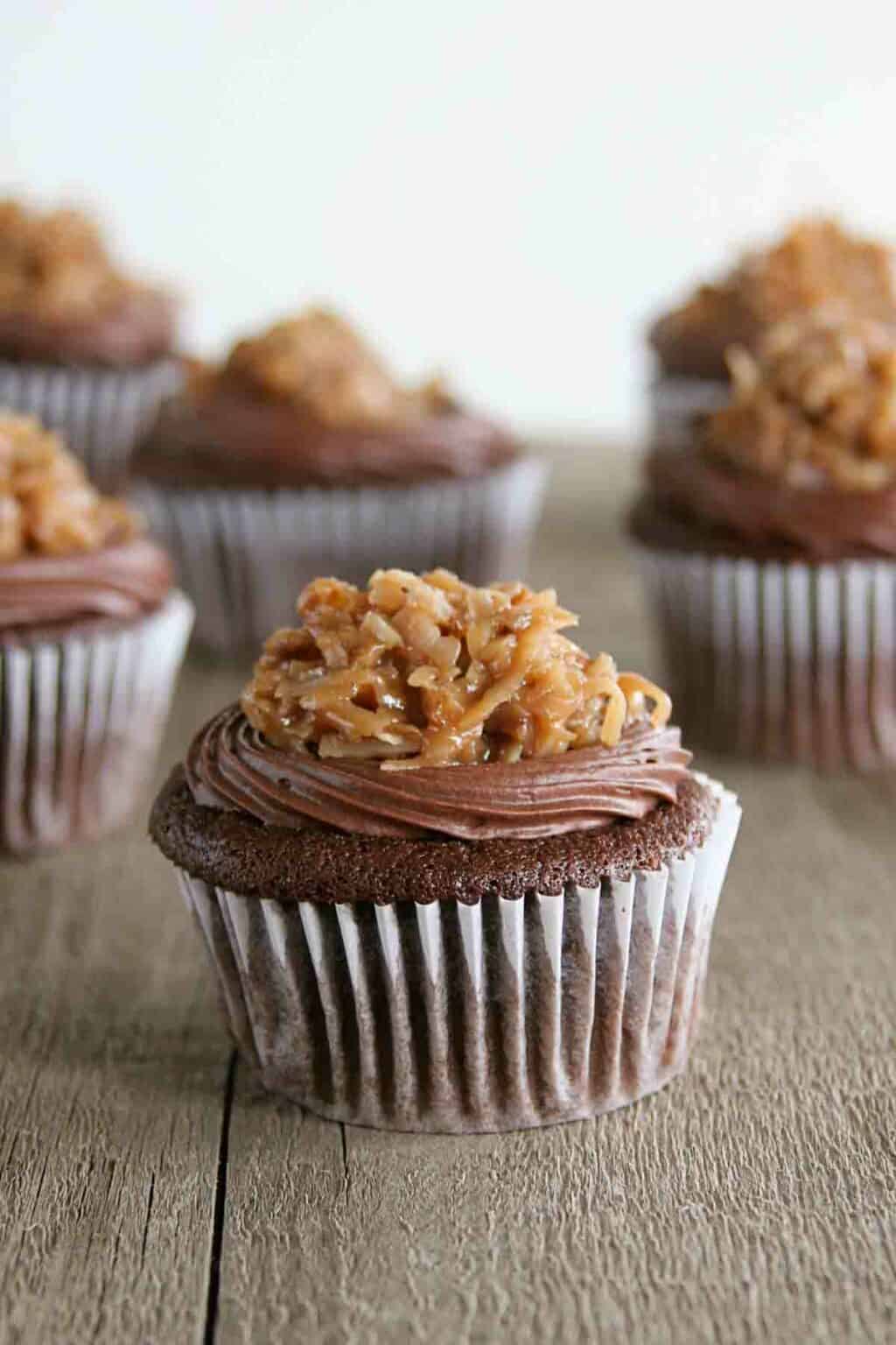 German Chocolate Cupcakes with Raspberry Filling Taste and Tell