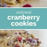 Oatmeal Cranberry Cookies with Chocolate and Toffee collage with text bar