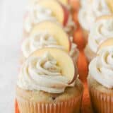Peach Cupcakes made with fresh peaches and topped with peach buttercream