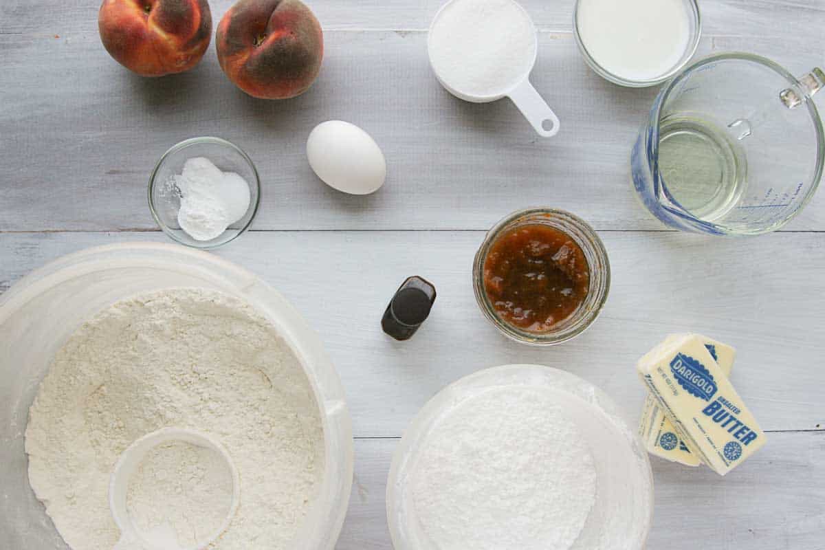 ingredients to make peach cupcakes