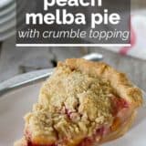 Peach Melba Pie with text overlay