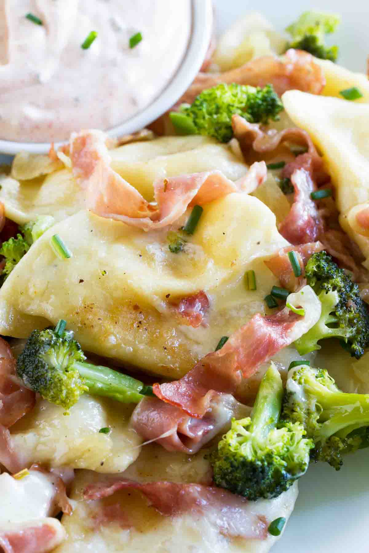 frozen pierogi with ham and broccoli