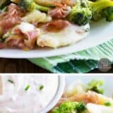 Pierogies with Ham and Broccoli collage with text overlay