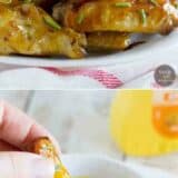 Maple Mustard Grilled Chicken Wings collage with text at the top.