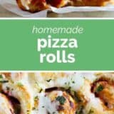 Pizza Rolls collage with text bar in the middle.