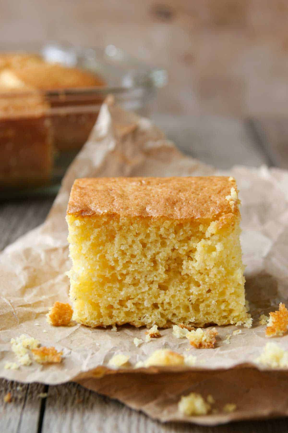 Single slice of Boston Market Cornbread.