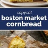 Boston Market Cornbread collage with text bar in the middle.