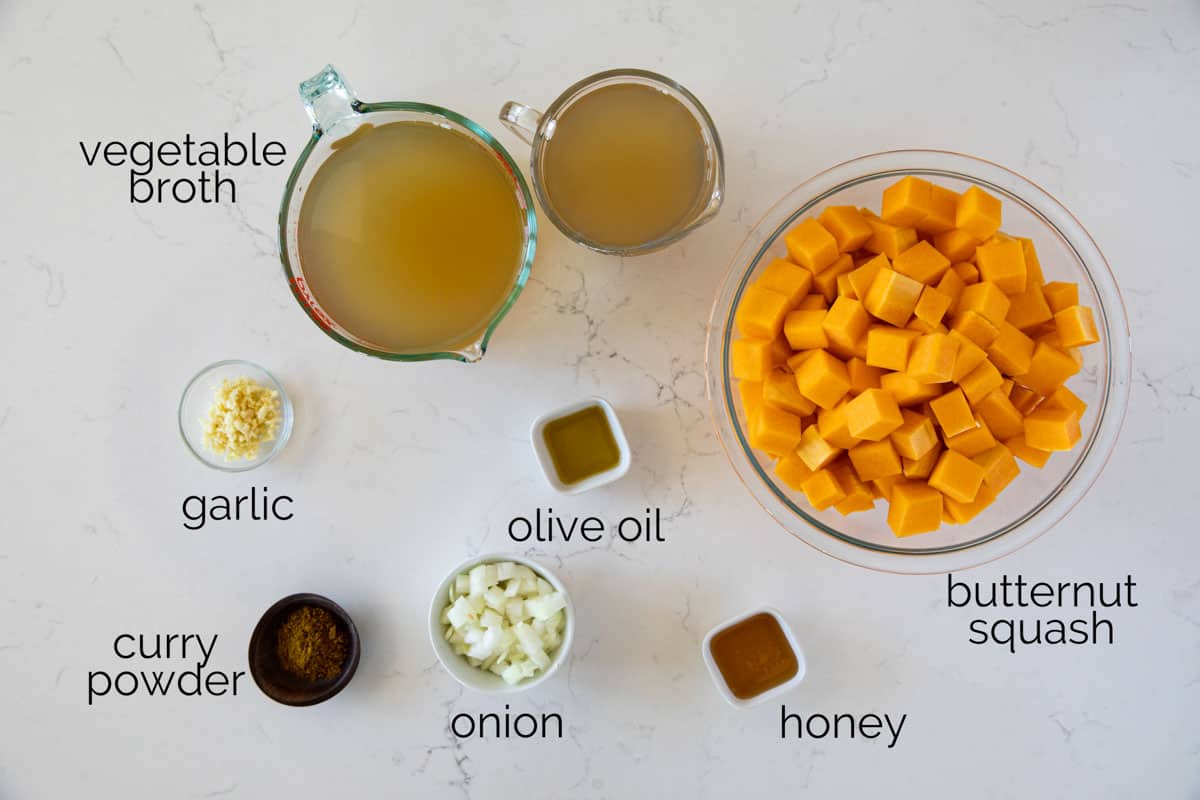 Ingredients for Curried Butternut Squash Soup