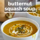 Curried Butternut Squash Soup with text overlay