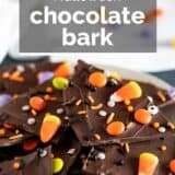 Halloween Candy Bark with text bar.