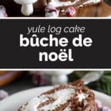 Bûche de Noël (Yule Log Cake) collage with text bar