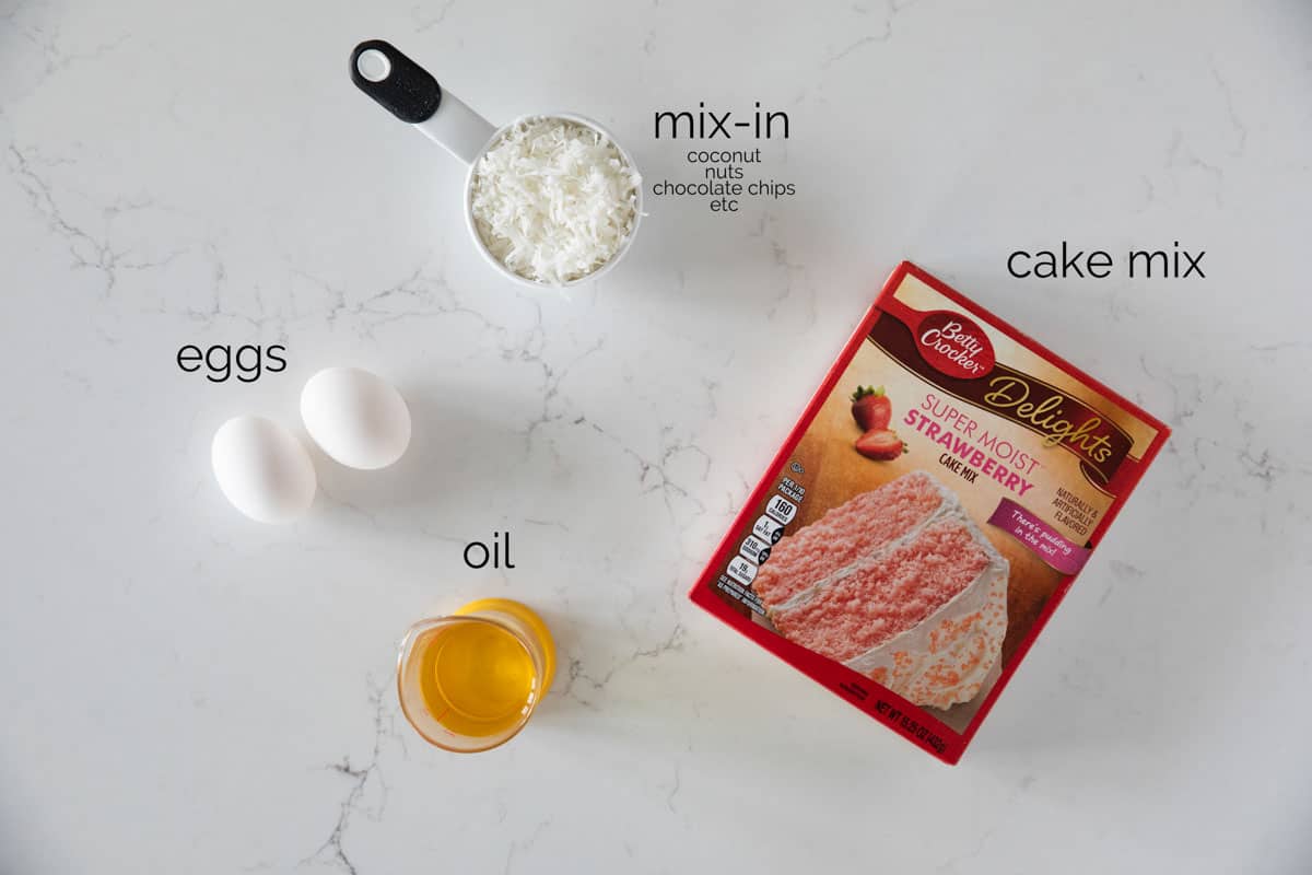 Ingredients to make Cake Mix Cookies.