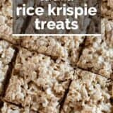 Caramel Rice Krispie Treats wtih text overlay.