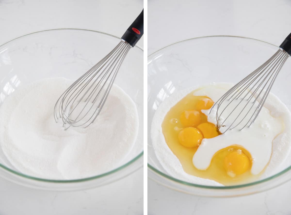 Mixing filling ingredients for Chess Pie