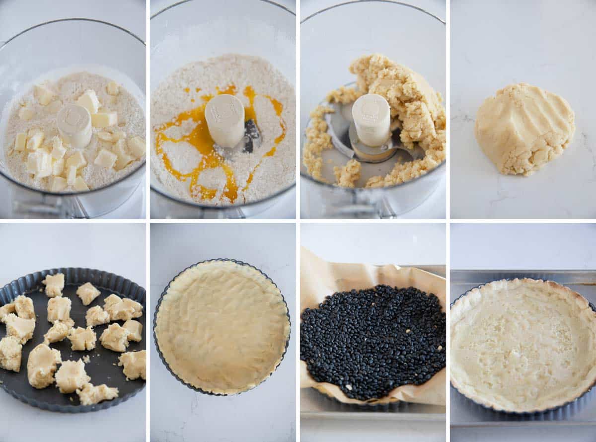 Steps to make shortbread crust for a tart.