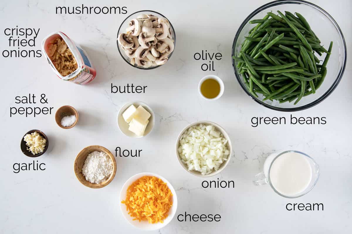 Ingredients for Green Bean Casserole.