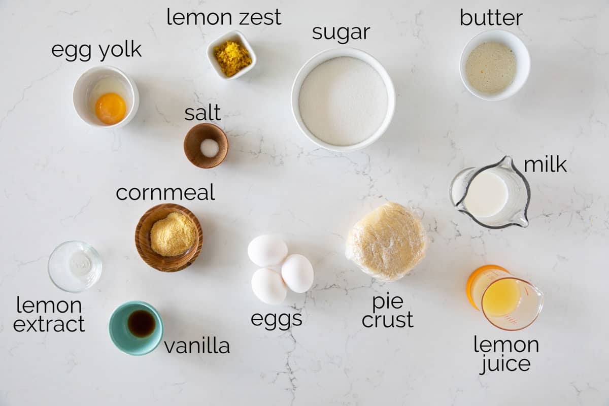 Ingredients needed for Lemon Chess Pie.