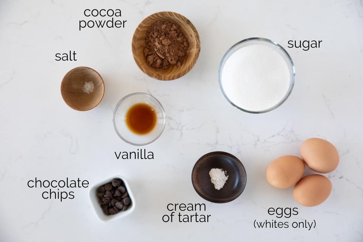 Ingredients needed for Meringue Mushrooms