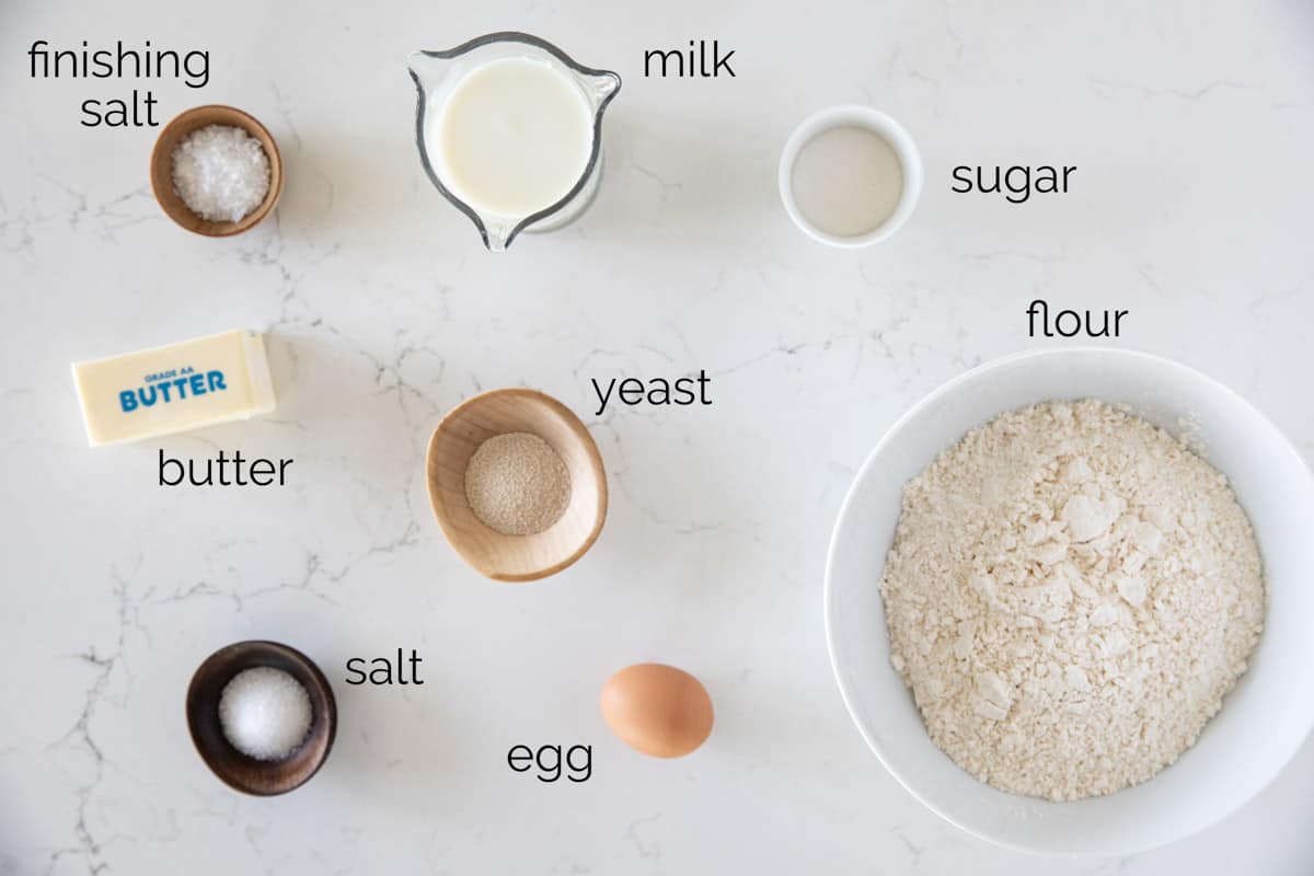 Ingredients for Parker House Rolls.