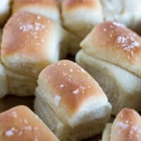 Parker House Rolls topped with finishing salt.