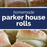Parker House Rolls collage with text bar in the middle.