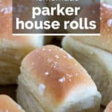 Parker House Rolls with text overlay.