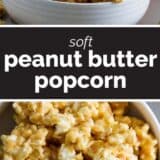 Peanut Butter Popcorn collage with text bar in the middle.