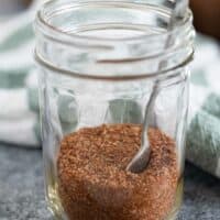 Homemade taco seasoning in a jar.