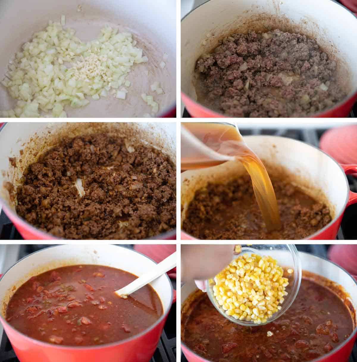 Steps to make Taco Soup.