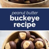 Buckeye recipe collage with text bar in the middle.