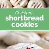 Christmas Shortbread Cookies collage with text bar in the middle.