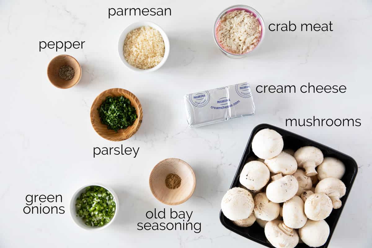 Ingredients for Crab Stuffed Mushrooms