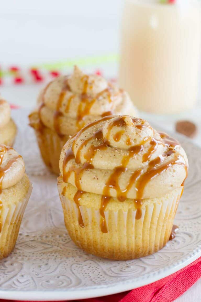 Eggnog Cupcakes with Caramel Eggnog Buttercream Taste and Tell
