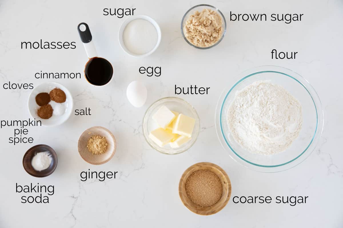 Ingredients for ginger cookies.