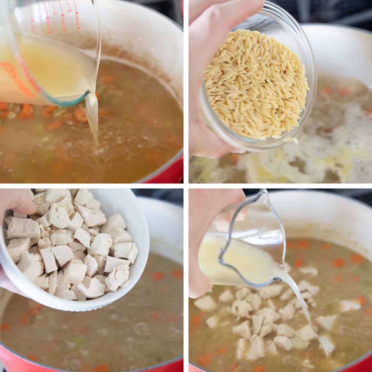 Steps to make Lemon Chicken Orzo Soup.