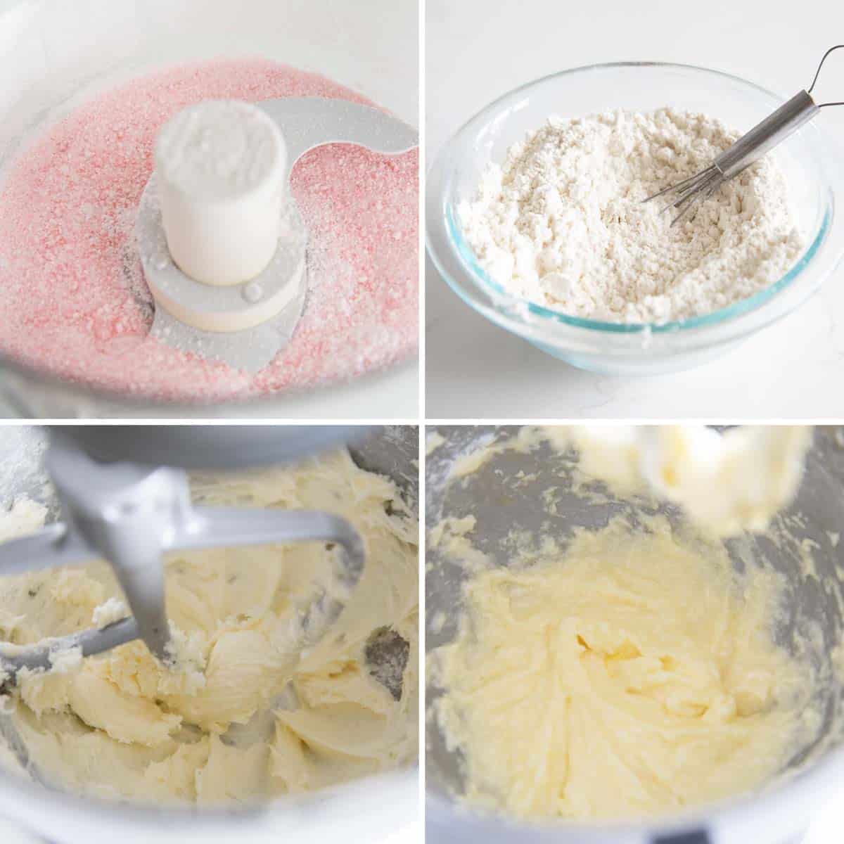 Steps for making peppermint kiss cookies.