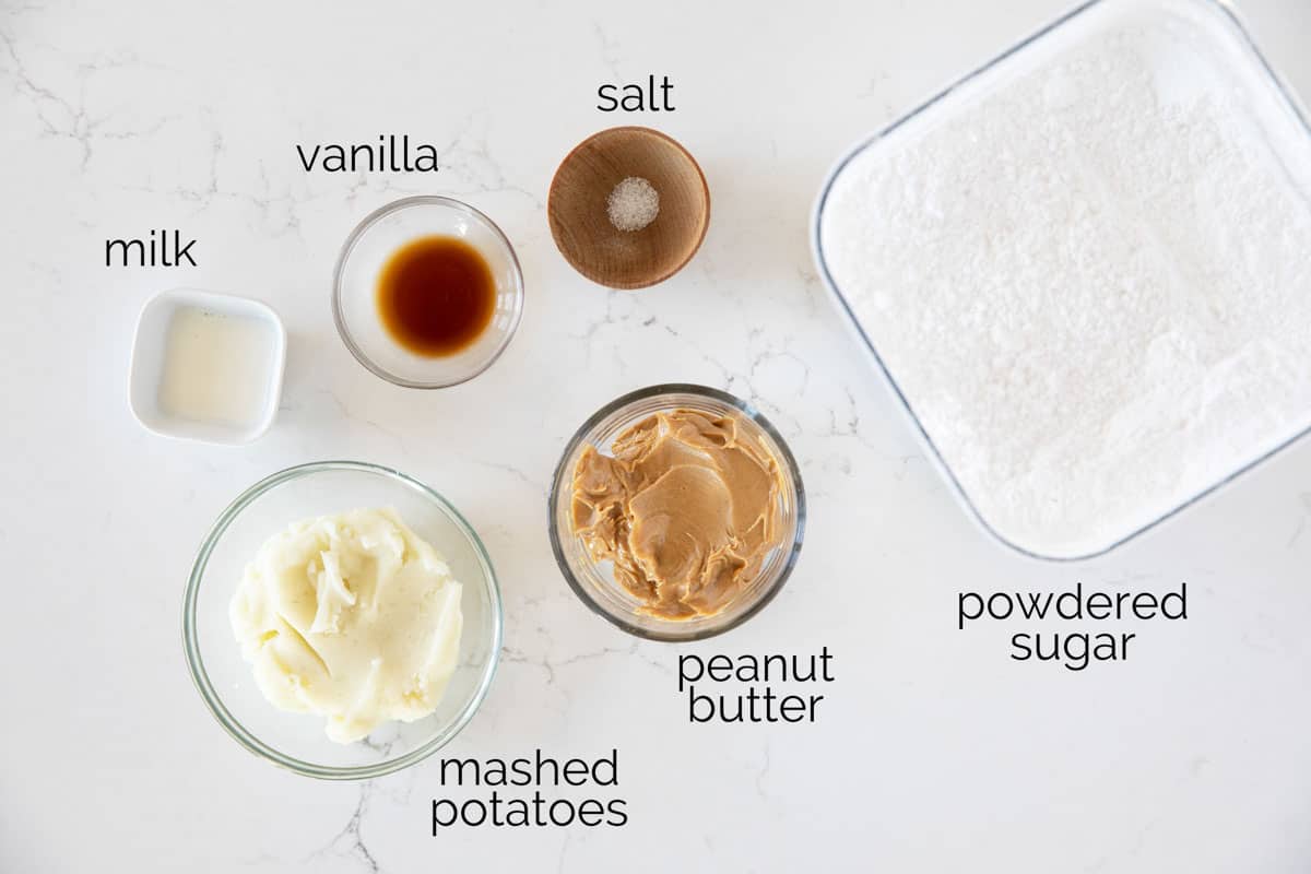 Ingredients to make Potato Candy.